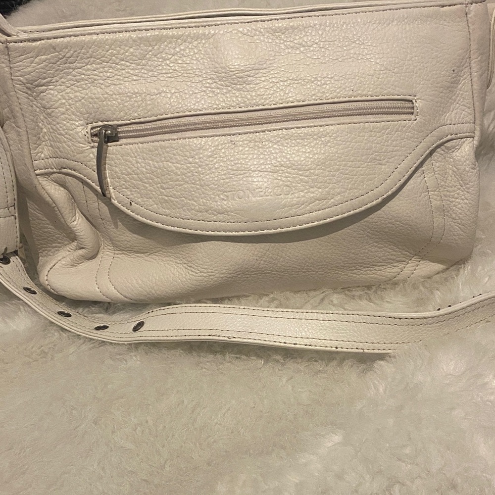 Stone & Co. White Leather Shoulder Bag 2 minor call out bottom left side